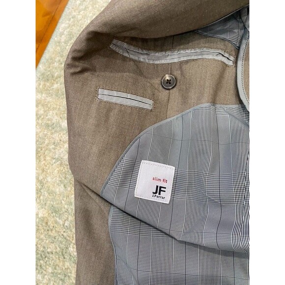 JF J Ferrar Blazer Jacket Men 40S BROWN Slim Fit Two Button Sport Coat Suit - Picture 3 of 7